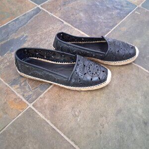 Burberry Black Leather Espadrille Shoes